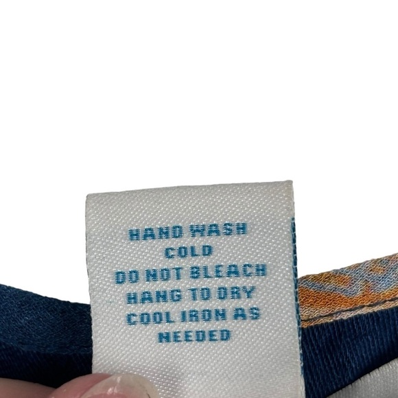 SUNDANCE ON THE BREEZE BLUE FLORAL VISCOSE SLEEVELESS SHARK BITE HEM MAXI DRESS - Picture 12 of 12